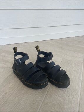 Dr. Martens Black Leather Gladiator Sandals